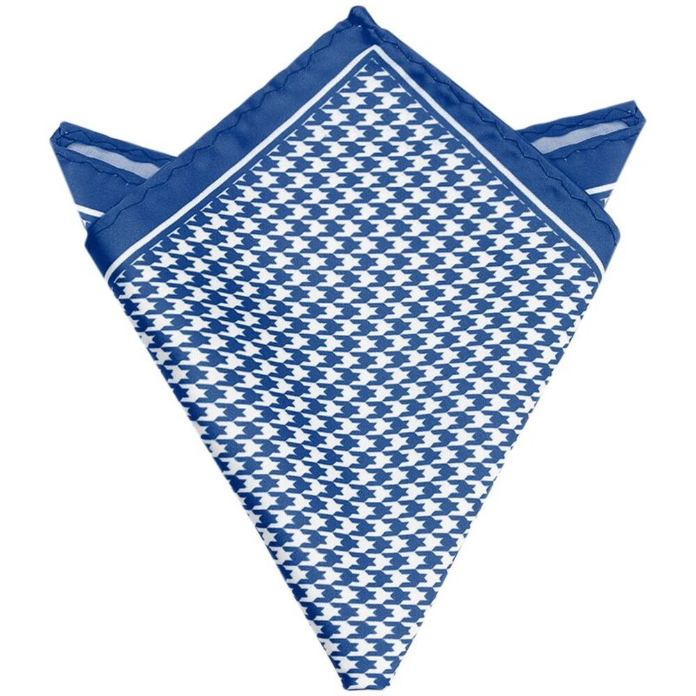 Houndstooth Handkerchiefs Self-Fold Pocket Square for Suit Formal Royal Blue